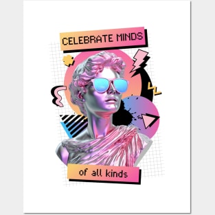 Celebrate Minds of All Kinds 80's Neurospicy Autism Pride Posters and Art